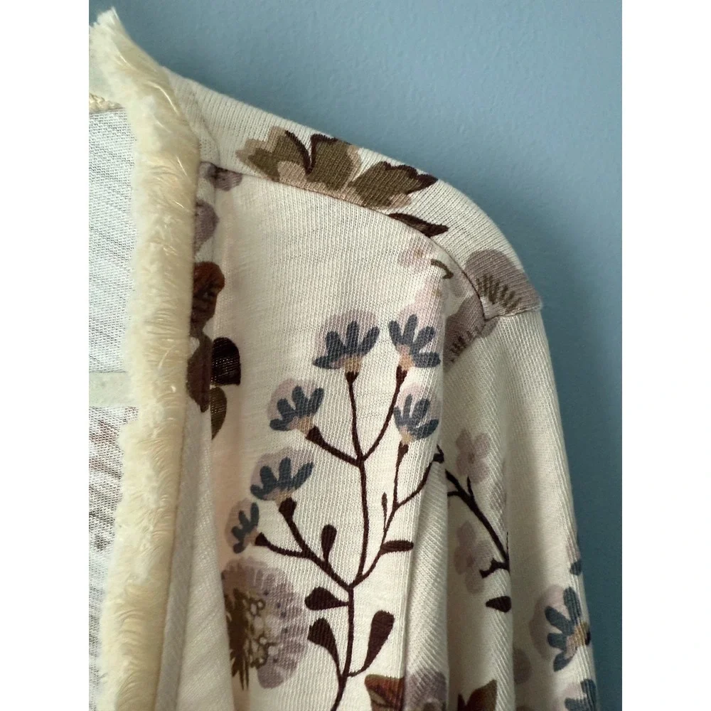 Spartina 449 MSRP $129 Floral Convertible Cardigan with Fringe Size Large Cotton - Picture 9 of 14
